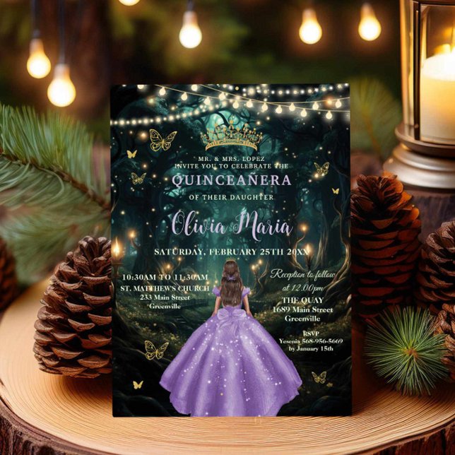 Lila Lilac Dress XV Quinceañera Inbjudningar (Skapare uppladdad)