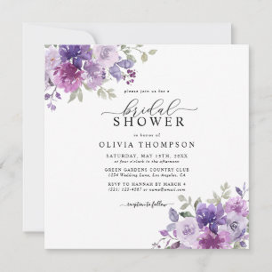 Lila Lilac Dusty Mauve Blommigt Möhippa Invi Inbjudningar