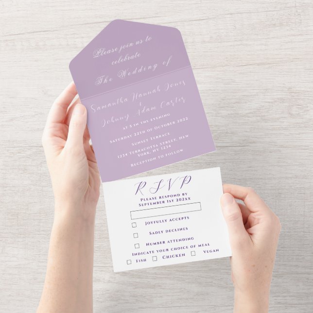 Lila Lilac Elegant minimalist Lavender Bröllop (Tearaway)