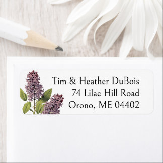 Lila Lilac Flower Personlig Returadress Etikett