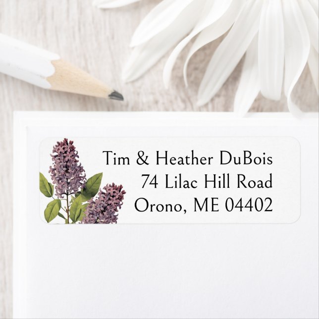 Lila Lilac Flower Personlig Returadress Returadress Etikett (Insitu)