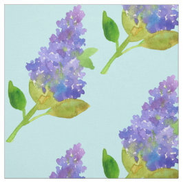 Lila Lilac Flower Watercolor Blue Tyg