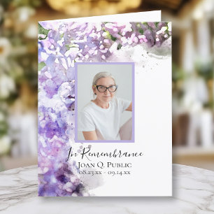 Lila Lilac Flower Watercolor Funeral Sympathy Tack Kort