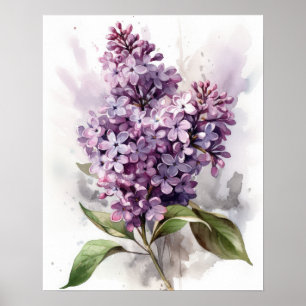 Lila Lilac Flowers Art Print Poster