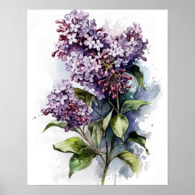 Lila Lilac Flowers Art Print Poster (Framsidan)