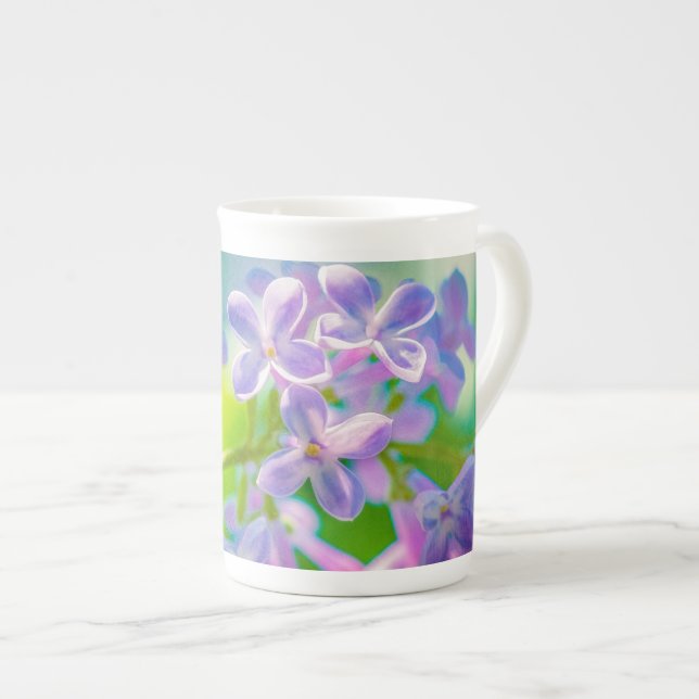 Lila Lilac Flowers Benporslin Mugg (Framsida höger)