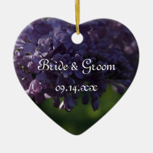 Lila Lilac Flowers Bröllop Julgransprydnad Keramik