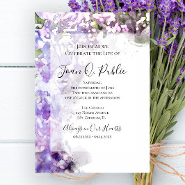 Lila Lilac Flowers Firande of Life Memorial Inbjudningar