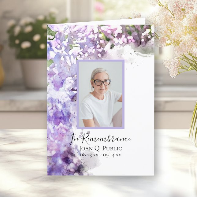 Lila Lilac Flowers Funeral Service Foled Program (Skapare uppladdad)