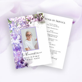 Lila Lilac Flowers Funeral Service Program