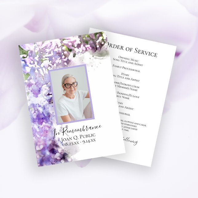 Lila Lilac Flowers Funeral Service Program (Skapare uppladdad)