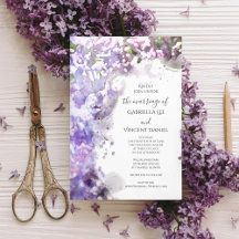 Lila Lilac Flowers Watercolor Bröllop