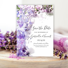 Lila Lilac Flowers Watercolor Bröllop Spara Datumet