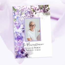 Lila Lilac Flowers Watercolor Dödsårsdag Inbjudningar