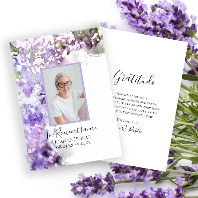 Lila Lilac Flowers Watercolor Funeral Sympathy Tack Kort (Skapare uppladdad)