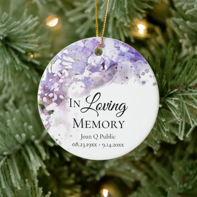 Lila Lilac Flowers Watercolor Memorial Keepsak Julgransprydnad Keramik (Träd)