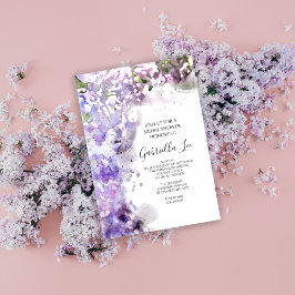 Lila Lilac Flowers Watercolor Möhippa Inbjudningar