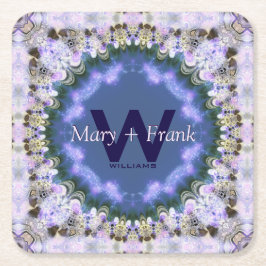 Lila Lilac Fractal Snöre Monogram Papper Underlägg