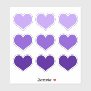 Lila Lilac Indigo Kärlek Hearts Goth Set med 9 Klistermärken