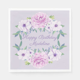 Lila Lilac Lavender Blommigt Personlig Birthday Pappersservett