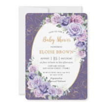 Lila Lilac Lavender Ro Blommigt Baby Shower