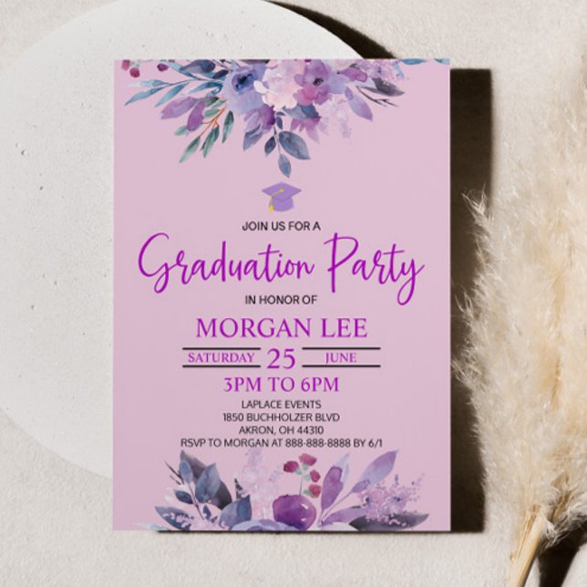 Lila Lilac Lavender Violet Plum Studentfest Inbjudningar (Skapare uppladdad)