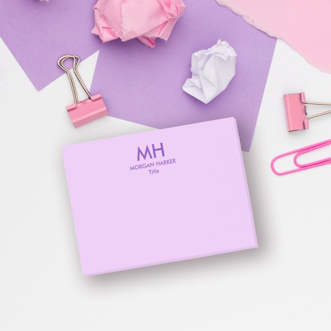 Lila Lilac Minimal Clean Initialer Post-it Block (Skapare uppladdad)