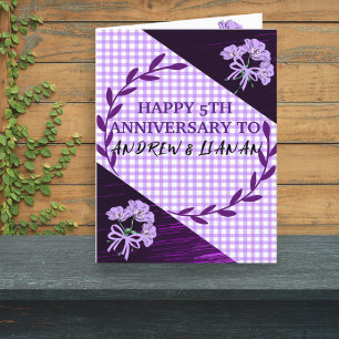 Lila Lilac Modern Boho, femårsdagen Bröllop Meddelande