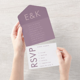 Lila Lilac Modern Monogram fet Bröllop