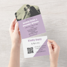 Lila Lilac Modern Simple QR Code Fold Photo