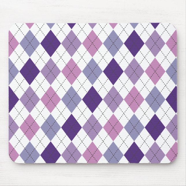 Lila, Lilac och Rosa Argyle Preppy Mousepad Musmatta (Framsidan)