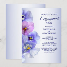 Lila Lilac Pansy Blommigt Rustic Förlovningsfest Inbjudningar
