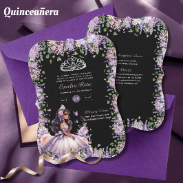 Lila Lilac Quinceanera Dress Blommigt Wisteria Inbjudningar