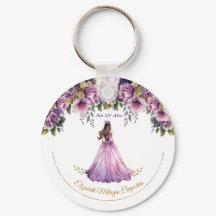 Lila Lilac Quinceañera Keychain