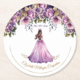 Lila Lilac Quinceañera Papper Underlägg Rund