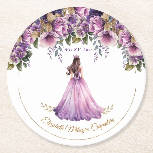 Lila Lilac Quinceañera Papper Underlägg Rund (Framsidan)