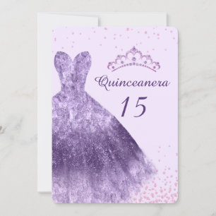 Lila Lilac Quinceanera Party Dress Gown 15:e Inbjudningar