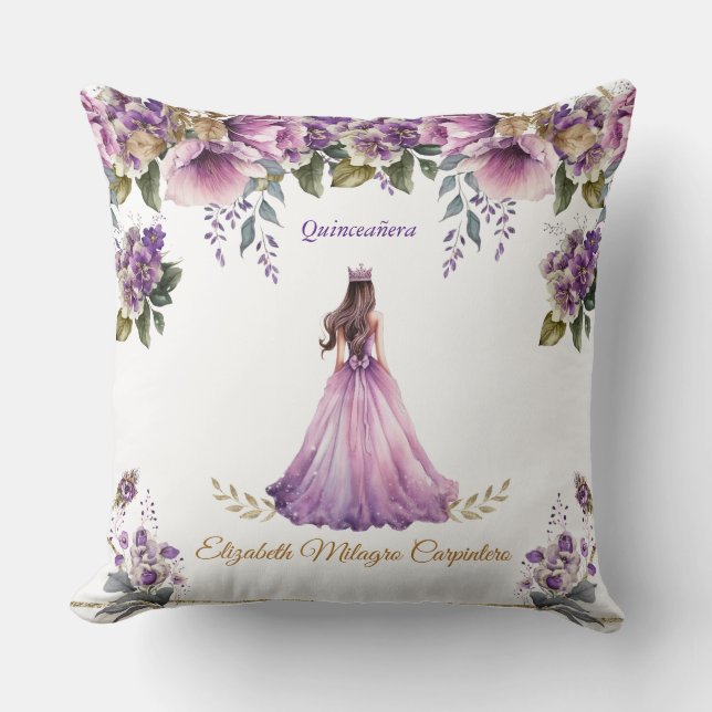 Lila Lilac Quinceañera Pillow Kudde (Framsida)
