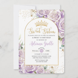 Lila Lilac Ro Blommigt Guld Sweet 16 Birthday Inbjudningar