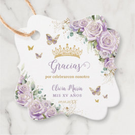 Lila Lilac Ro Blommigt Quinceanera 15 Bilingual Gåvor Etiketter