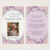 Lila Lilac Rosa Blommigt Funeral Memorial Bookmark