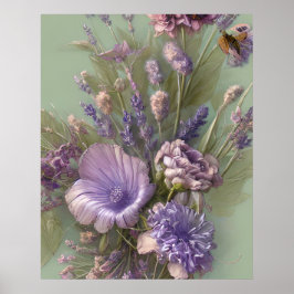 Lila lilac-rosa-bunten blommor vacker poster