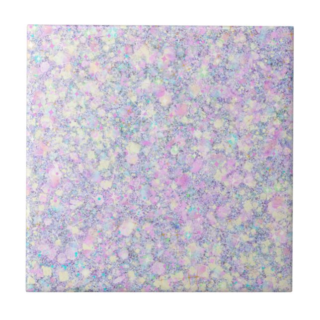 Lila Lilac Rosa Opalescent Faux Glitter Solid Kakelplatta (Framsidan)