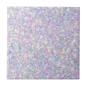 Lila Lilac Rosa Opalescent Faux Glitter Solid Kakelplatta