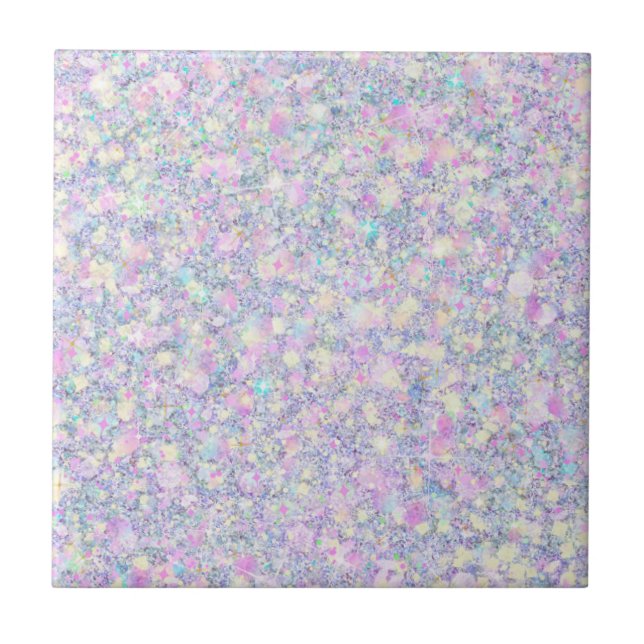 Lila Lilac Rosa Opalescent Faux Glitter Solid Kakelplatta (Framsidan)