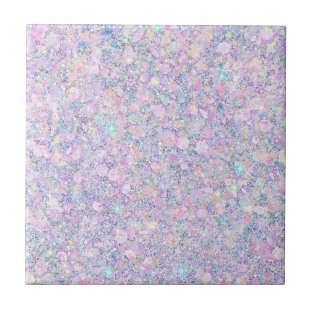 Lila Lilac Rosa Opalescent Faux Glitter Solid Kakelplatta (Framsidan)