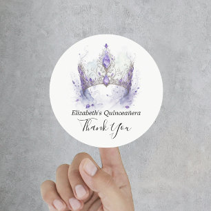 Lila Lilac Tiara Quinceañera Tack Runt Klistermärke