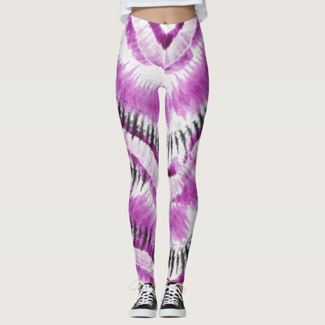 Lila lilac tie färgning av färgämnen leggings (Framsida)