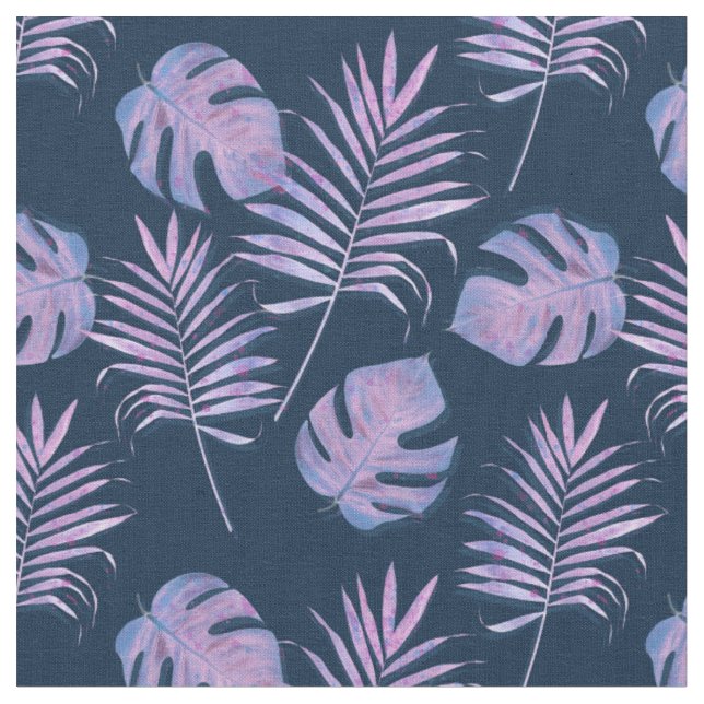 Lila Lilac Tropical Löv Tyg (Närbild)