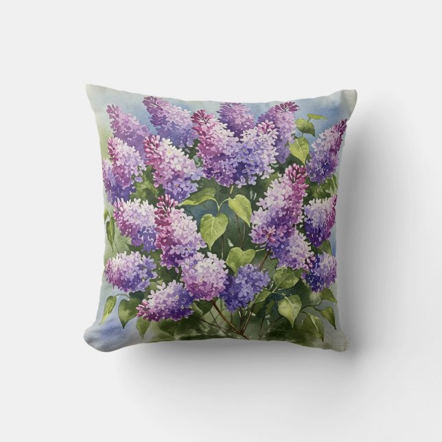 Lila lilac Vår Flower Pillow Kudde (Framsida)